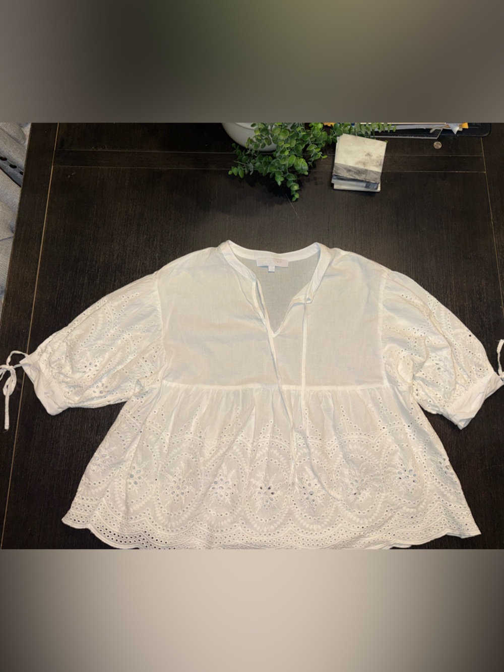 Sugarlips White Eyelet Peasant Tunic